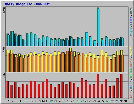 Daily usage for June 2021